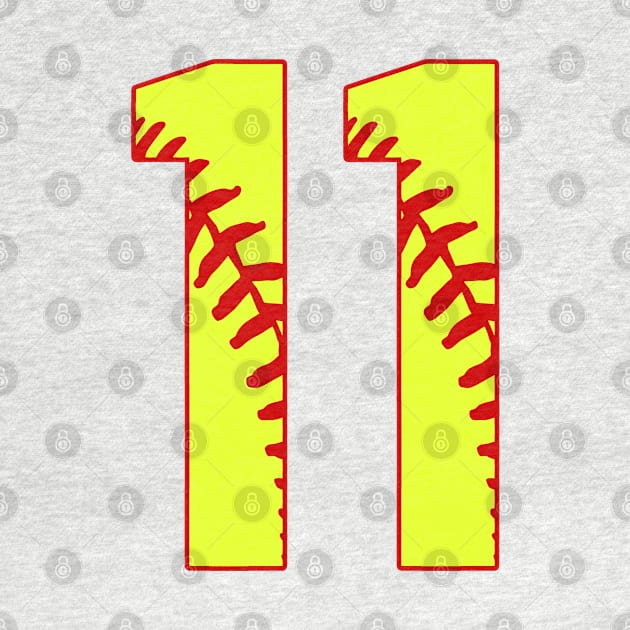 Fastpitch Softball Number 11 #11 Softball Shirt Jersey Uniform Favorite Player Biggest Fan by TeeCreations